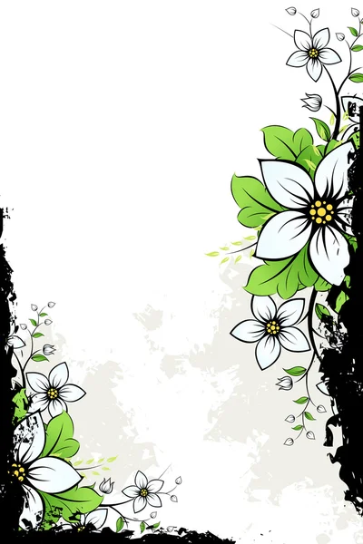 为您设计的 Grunge 背景上的花 — 图库矢量图片