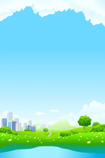 Green City Landscape — Stock Vector
