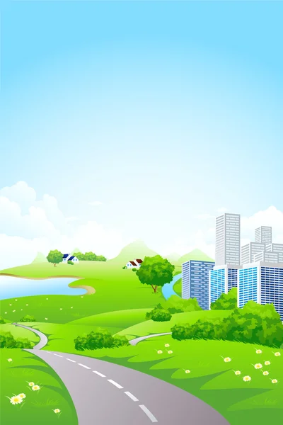 Grön stad landskap — Stock vektor