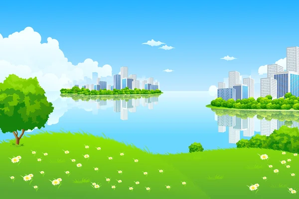 Zelené město krajina — Stockový vektor