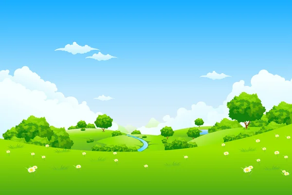Paysage vert avec arbres — Image vectorielle