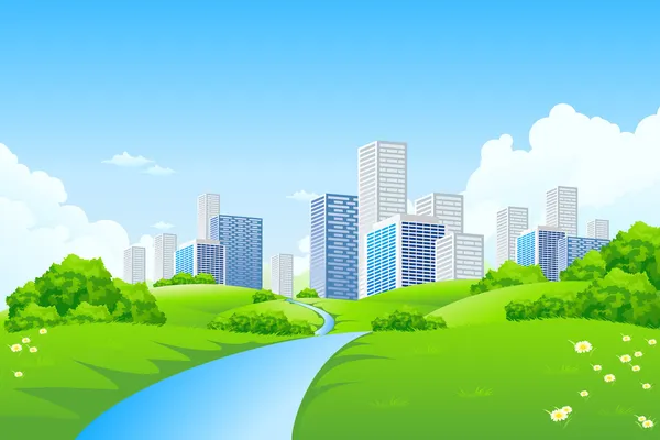 Zielony krajobraz miasta — Wektor stockowy