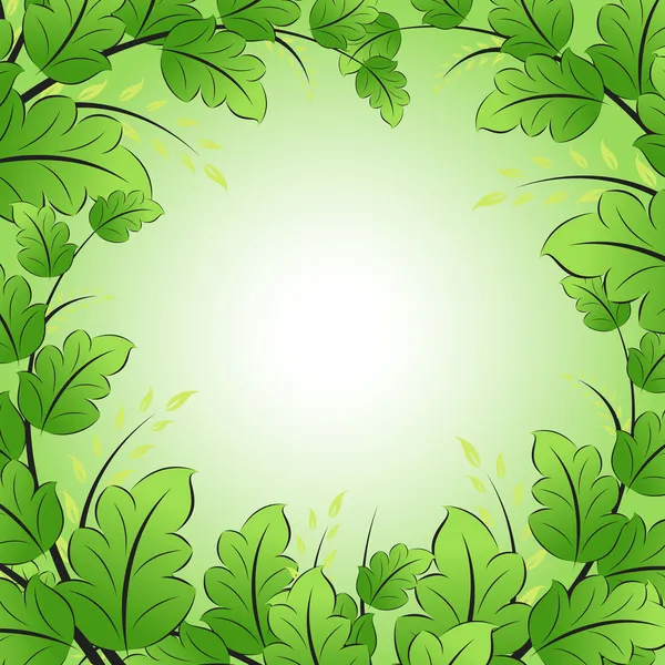 Grüner Rahmen mit Blättern — Stockvektor