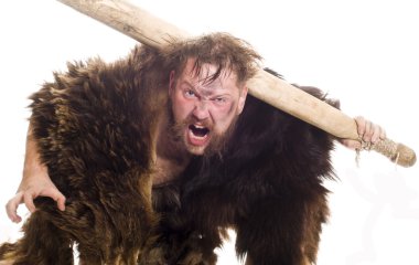 Caveman in bear skin clipart