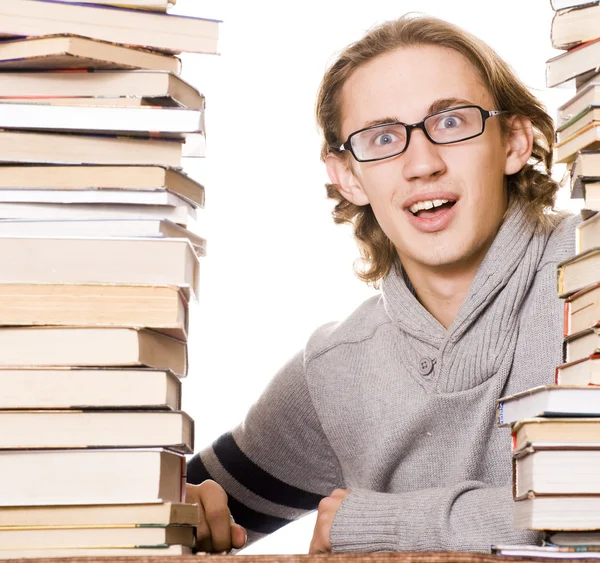 Kitaplar ile genç bir öğrenci — Stok fotoğraf