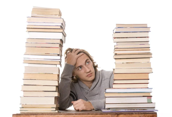 Il giovane studente con i libri — Foto Stock
