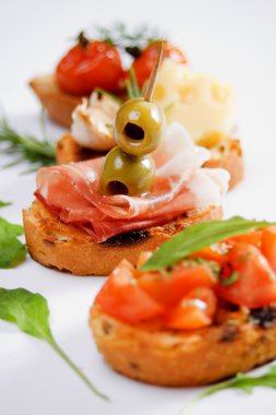 Bruschette, traditional italian appetizer food clipart