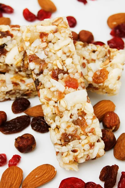 Protein bar with dried fruit — Stock Photo, Image