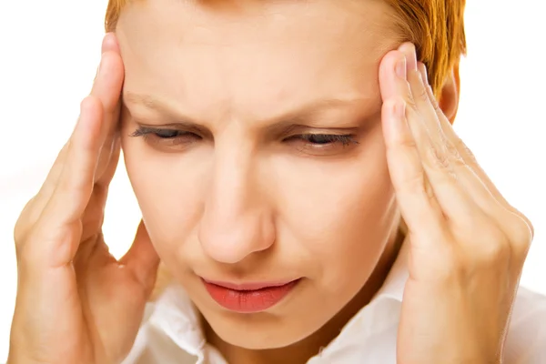 Woman with migraine — Stockfoto