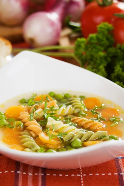 Zeleninové nudlová polévka — Stock fotografie