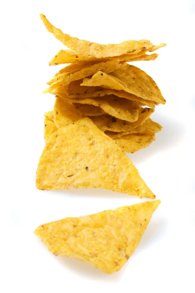 Chips de tortilla aislados en blanco Imagen de archivo