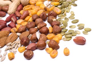 Mix of nuts and seeds for healthy snack clipart