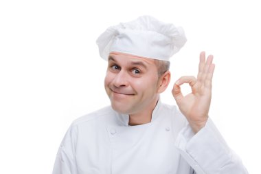 Man in chef's uniform clipart