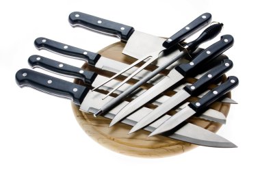 Set of chef's knives isolated on white clipart