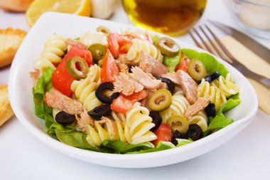 Classic tuna salad with pasta clipart