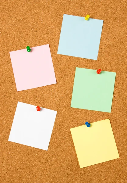 Blank notes on cork board — Stock Photo, Image
