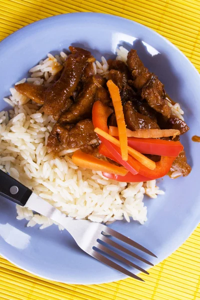 Pork meat with rice — Stock Photo, Image