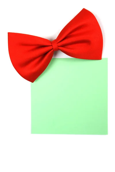 Bowtie vermelho com nota de papel — Fotografia de Stock