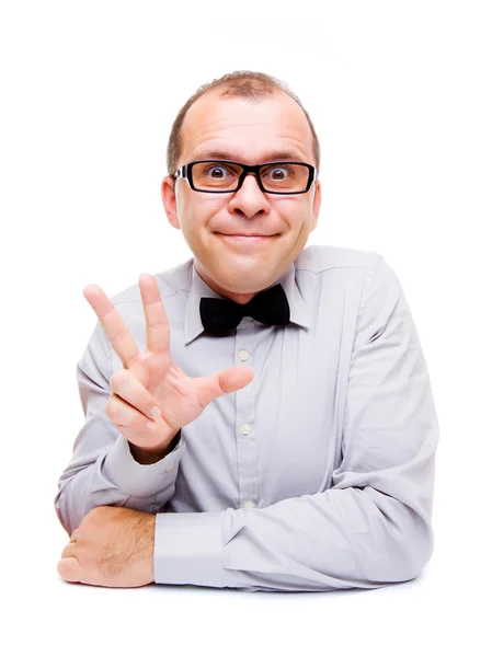 Homme d'affaires montrant trois doigts — Photo