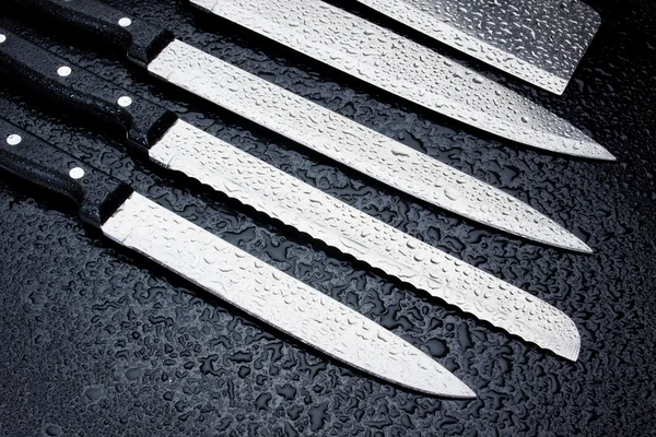 Кухонні ножі з нержавіючої сталі — стокове фото