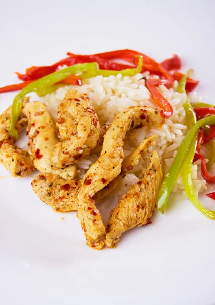 Asian chicken with rice — Stock Photo, Image