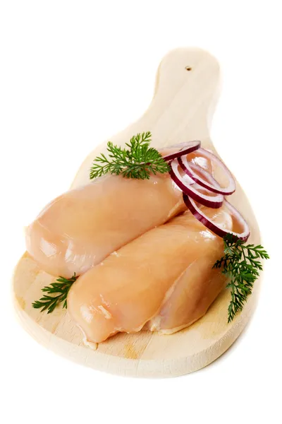 कच्चे चिकन मांस सफेद पर अलग — स्टॉक फ़ोटो, इमेज