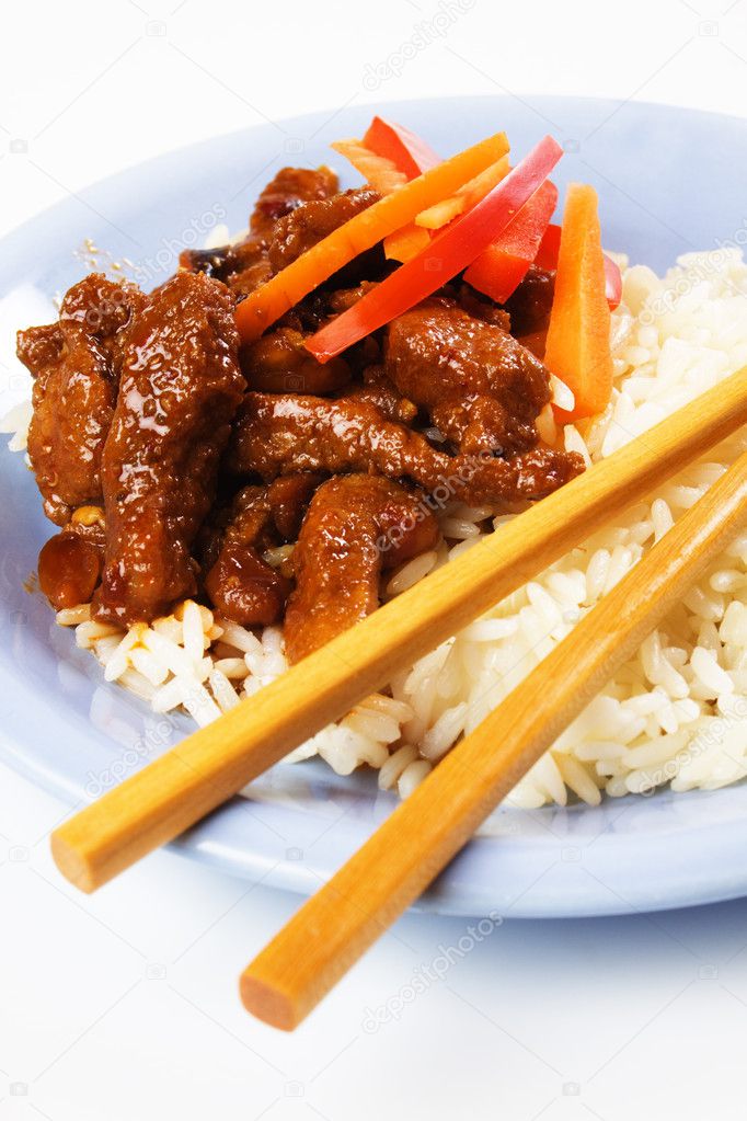 Chinese pork meat with rice