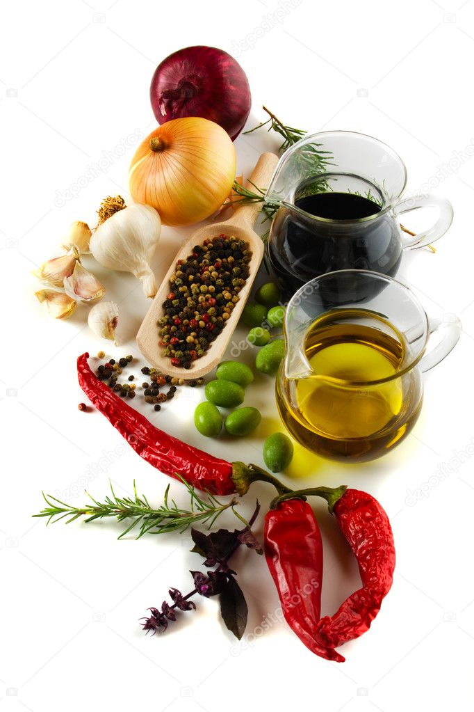 Olive oil and balsamic vinegar with mediterranean spices
