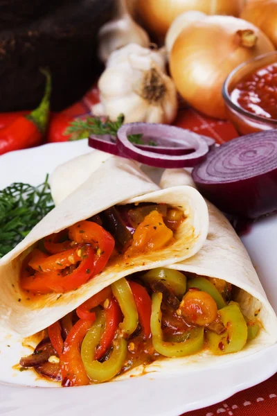 Vegetarian tortilla wraps — Stock Photo, Image