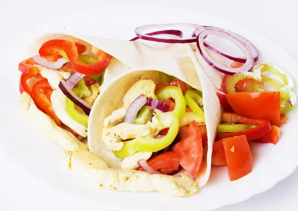 Chicken salad in tortilla wraps — Stock Photo, Image