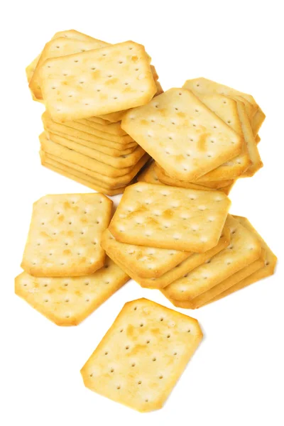 Zoute crackers geïsoleerd op wit — Stockfoto