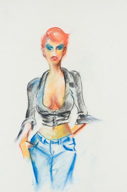 Sketch of fashion woman clipart