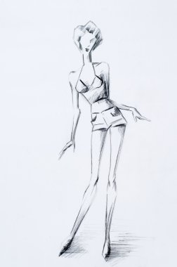 Sketch of fashion woman clipart