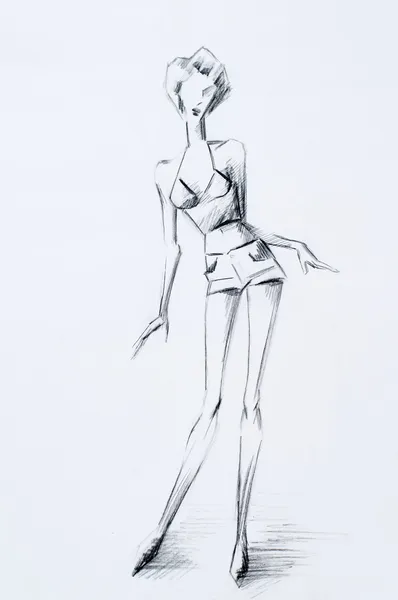 Sketch of fashion woman — Stock Photo, Image