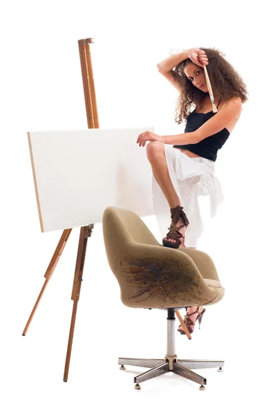 Kobieta malarz — Zdjęcie stockowe