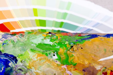 Color chart and artistic paint clipart