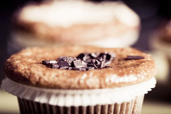 Muffins Chocolate Fresco Macro Con Dof Poco Profundo —  Fotos de Stock