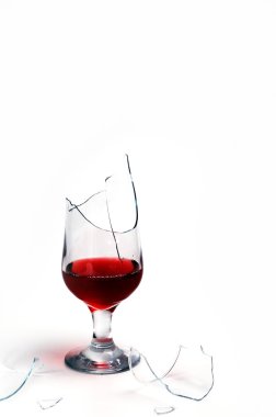 Broken glasss with wine clipart