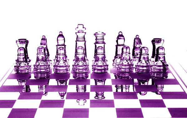 Crystal Chess Pieces Row Black Background — Stock Photo, Image