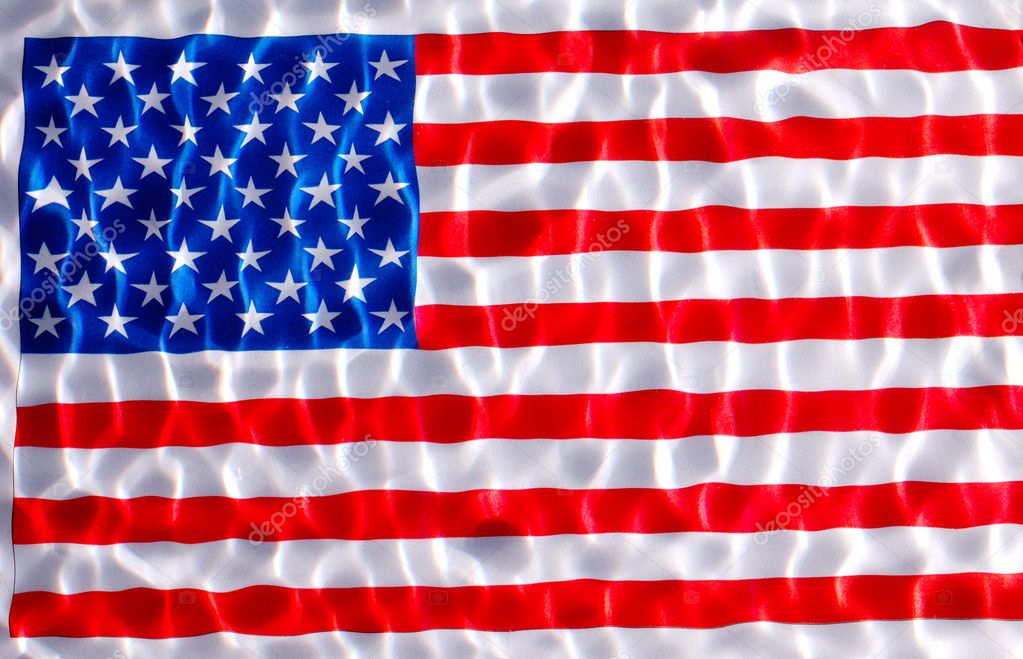 American flag under water