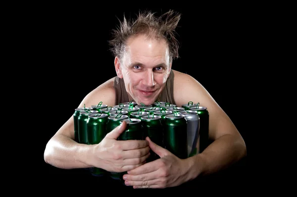 Muž nezdravé druhu po opilý den předtím, než haldy e — Stock fotografie