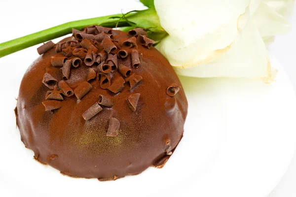 Шоколадный Торт Белая Роза — стоковое фото