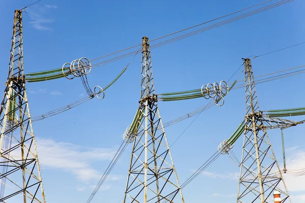 Soporte Línea Transmisiones Eléctricas Con Aisladores Cables —  Fotos de Stock