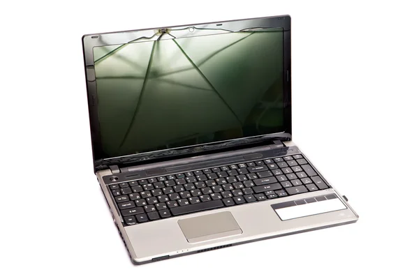 O computador portátil em uma larga web mundial — Fotografia de Stock