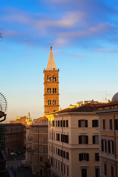 Italië Rome Zonsondergang Het Bovenaanzicht Basiliek Van Santa Maria Maggiore — Stockfoto