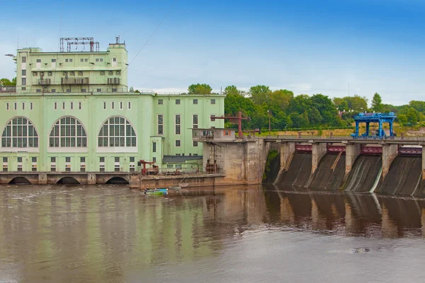 Volkhov HYDROELECTRIC POWER station-hydro power station on river Volkhov, R — Stock Photo, Image