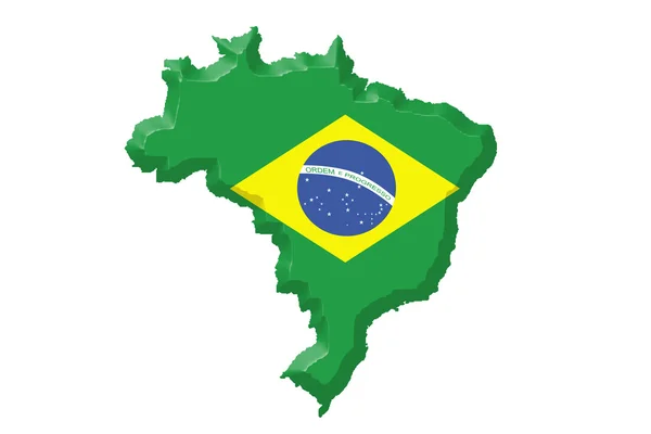 Brasilialainen kartta ja lippu — kuvapankkivalokuva