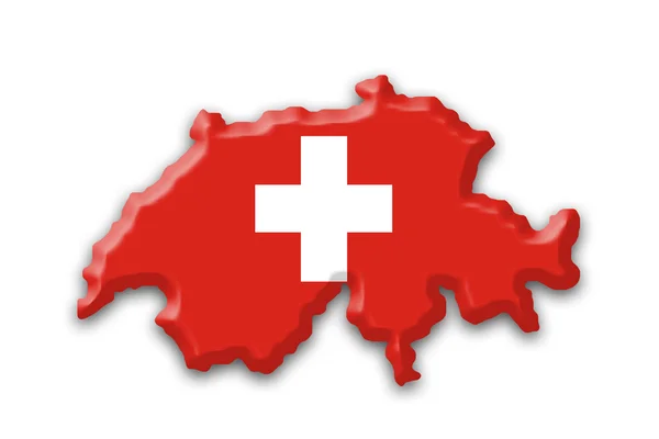Flaga Szwajcarii i mapa — Zdjęcie stockowe