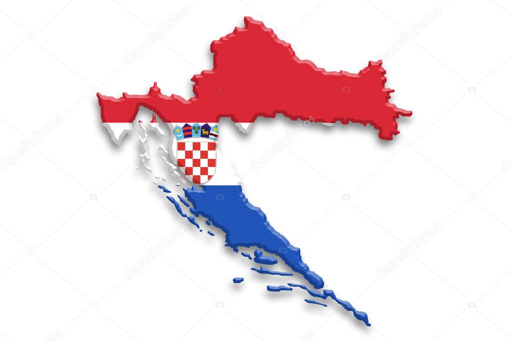 Croatia map and flag