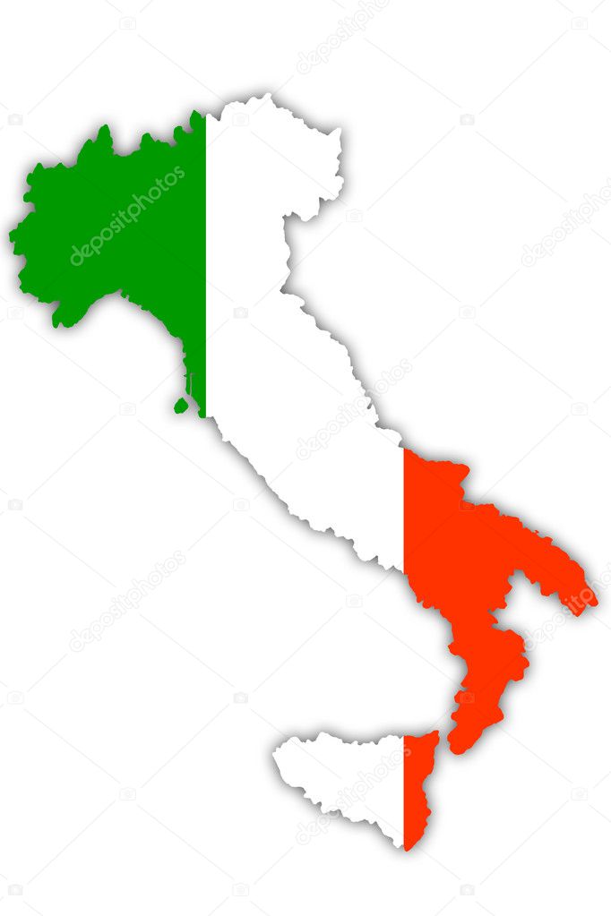 Italian map and flag.